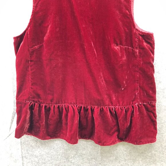 J. Crew Velvet Peplum Top Womens 10 Wine Red Sleeveless Blouse - Picture 3 of 7